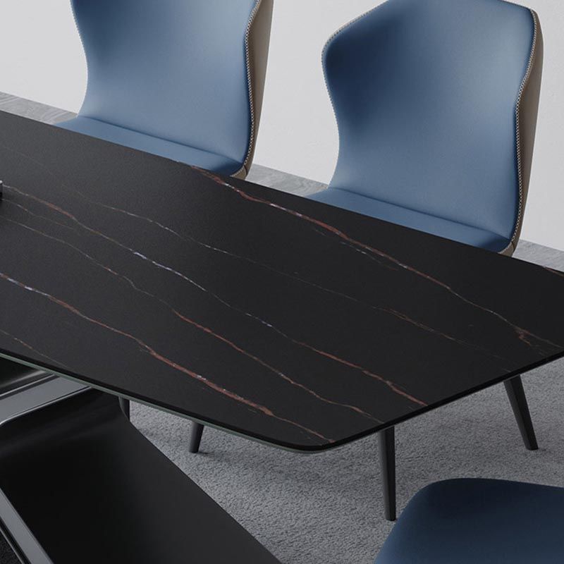 Stone Top Table Traditional Luxury Rectangle Dining Table with Pedestal Base Clearhalo 'Dining Tables & Seating' 'Dining Tables' 'dining_table' 'furn' 'furn_dining_table' 'Furniture' 'Kitchen & Dining Furniture' 1200x1200_8f4151d4-7999-4aa8-8a69-01fd4a93b3bf