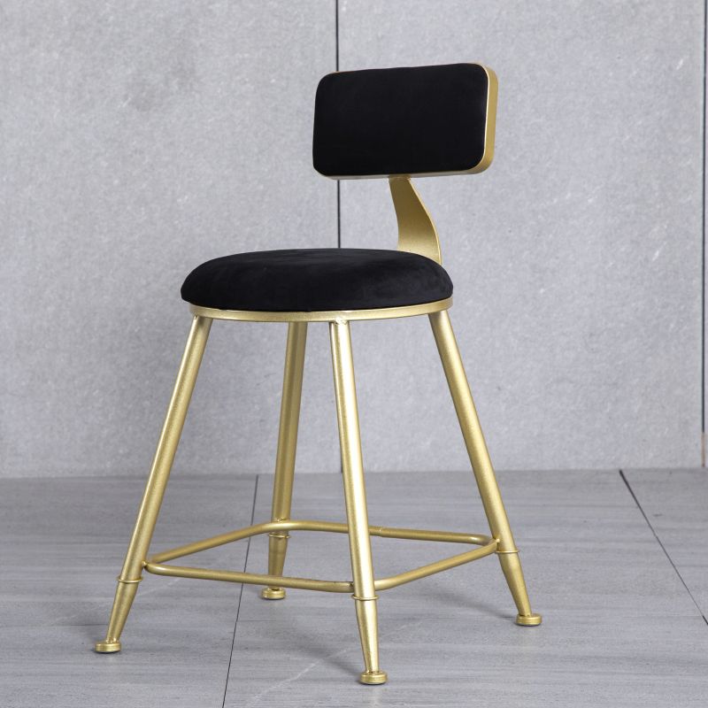Glam Backrest Armless Counter Stool Iron Beauty Shop Bar Stool with Suede Cushion Clearhalo 'Bar Furniture' 'Bar Stools' 'bar_stools' 'furn' 'furn_bar_stools' 'furniture_bar_stools' 'Kitchen & Dining Furniture' 'kitchen&dining_furn' 'kitchen' 'kitchen_furn' Furniture' 1200x1200_8f41eb8e-fff3-4d54-9a47-c1f98dbbd026