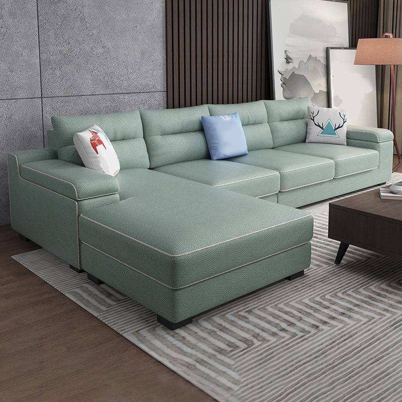 Almacenamiento de cuero por falso secciones con brazo superior de almohada para 4 personas