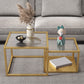 Square Minimalist Coffee Table Open Shelf Cocktail Table for Living Room