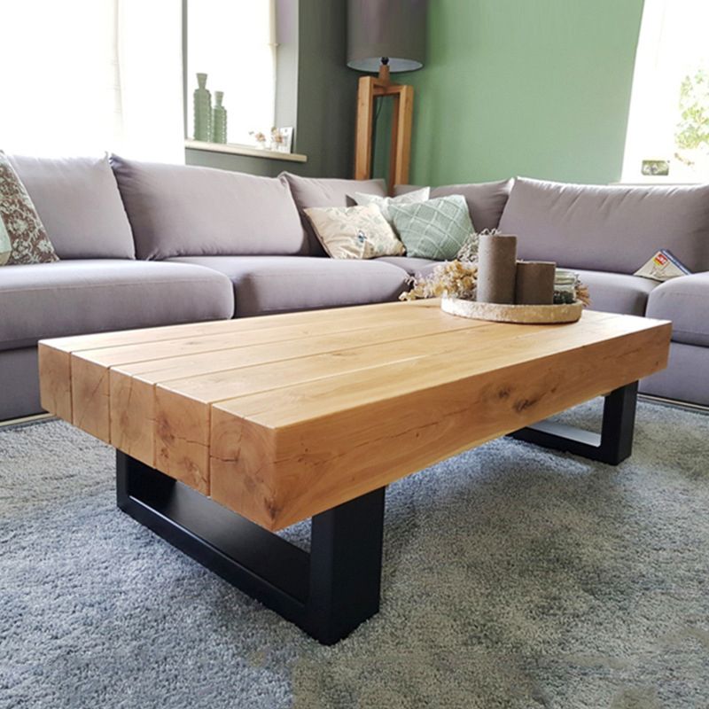 Solid Wood Coffee Table with Metal Sled Legs for Living Room Clearhalo 'Coffee & Accent Tables' 'Coffee Tables' 'coffee_tables' 'furn' 'furn_coffee_tables' 'Furniture' 'Living Room Furniture' 1200x1200_8f42d9ae-5f33-4b2c-b827-6b74ec3b29a1