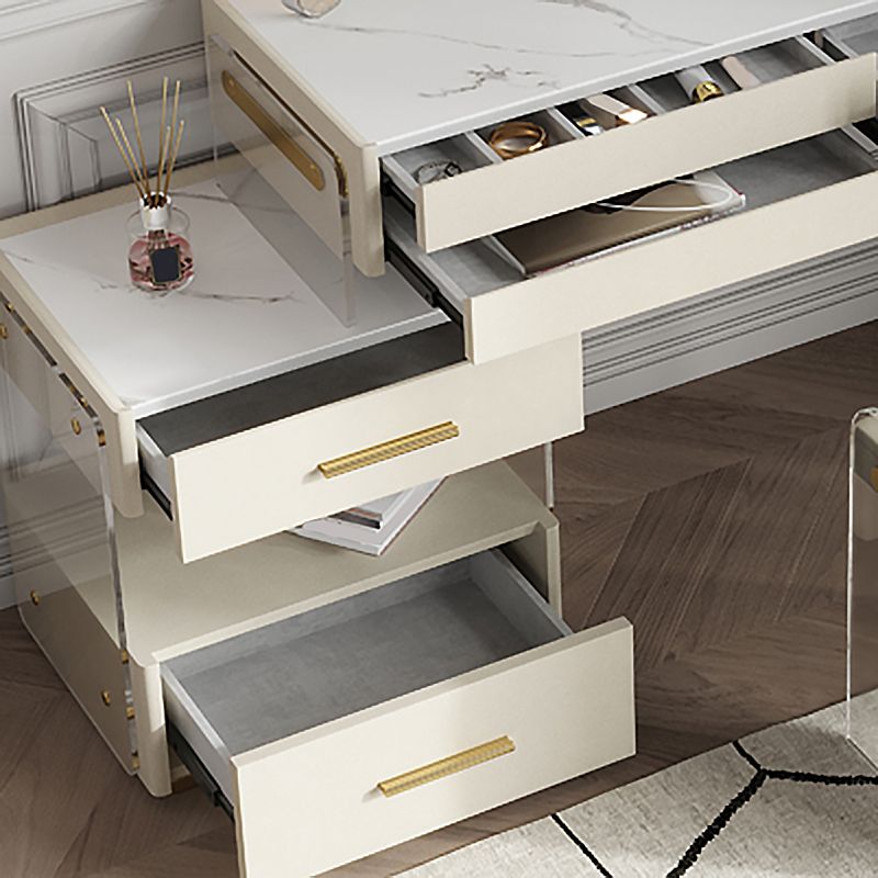 Glam leisteen bovenaankrandtafel Stoel Set massief houten make -upteller