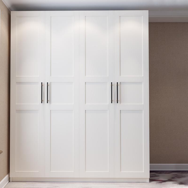 White Wood Wardrobe Cabinet With Drawers and Clothes Hanging Rod Storage Armoire Clearhalo 'Armoires & Wardrobes' 'armoires_wardrobes' 'Bedroom Furniture' 'furn' 'furn_armoires_wardrobes' 'Furniture' 1200x1200_8f4460cb-0bba-494b-b2d7-5ebd2e33e3c9