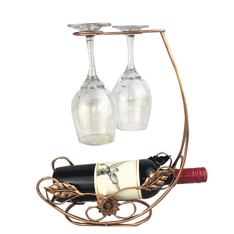 Estante de vino de metal industrial Botella de vino y estante de vidrio