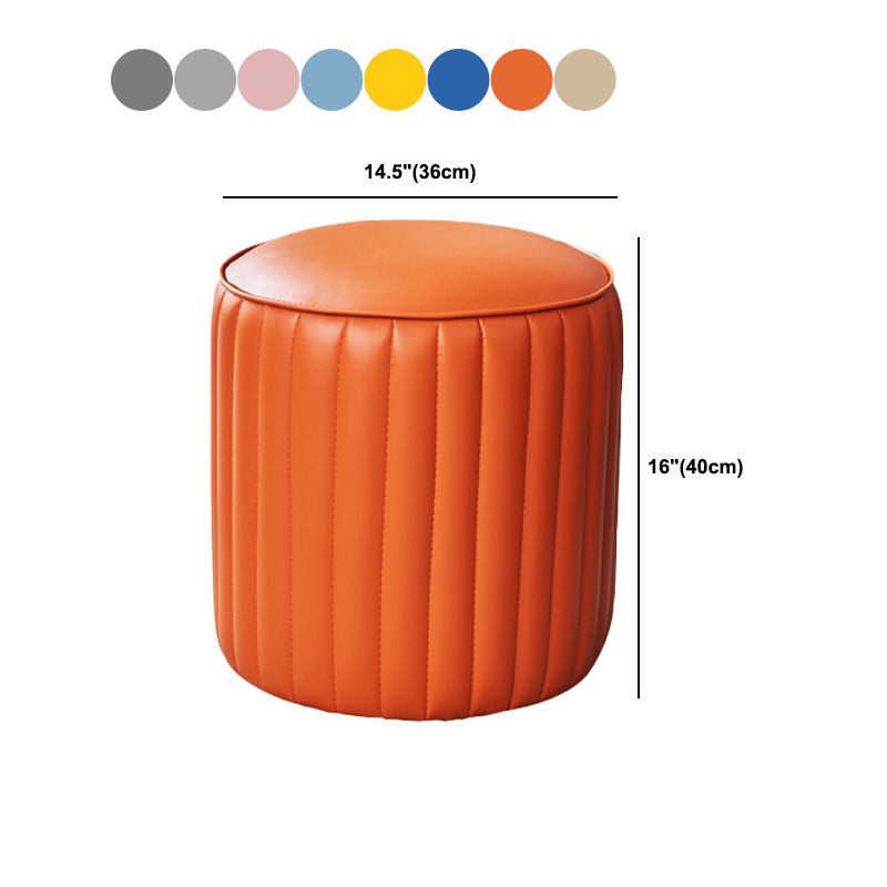 Orange Leather Solid Color Pouf Round Water Resistant Indoor Pouf Clearhalo 'furn' 'furn_ottomans_poufs' 'Furniture' 'Living Room Furniture' 'Ottomans & Poufs' 'ottomans_poufs' 1200x1200_8f45bf7c-770c-4e32-92b8-7512166f027b