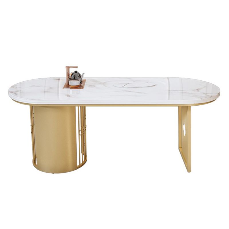 Traditional Luxury Oval Dining Table Sintered Stone Table with Gold Double Pedestal for Dining Room Clearhalo ' dining_table' 'Dining Tables & Seating' 'Dining Tables' 'furn' 'furn_dining_table' 'Furniture' 'furniture_dining_table' 'Kitchen & Dining Furniture' 'kitchen&dining_furn' 'kitchen' 'kitchen_dining_table' 1200x1200_8f479353-44a9-412a-ad50-8e2f59987e78