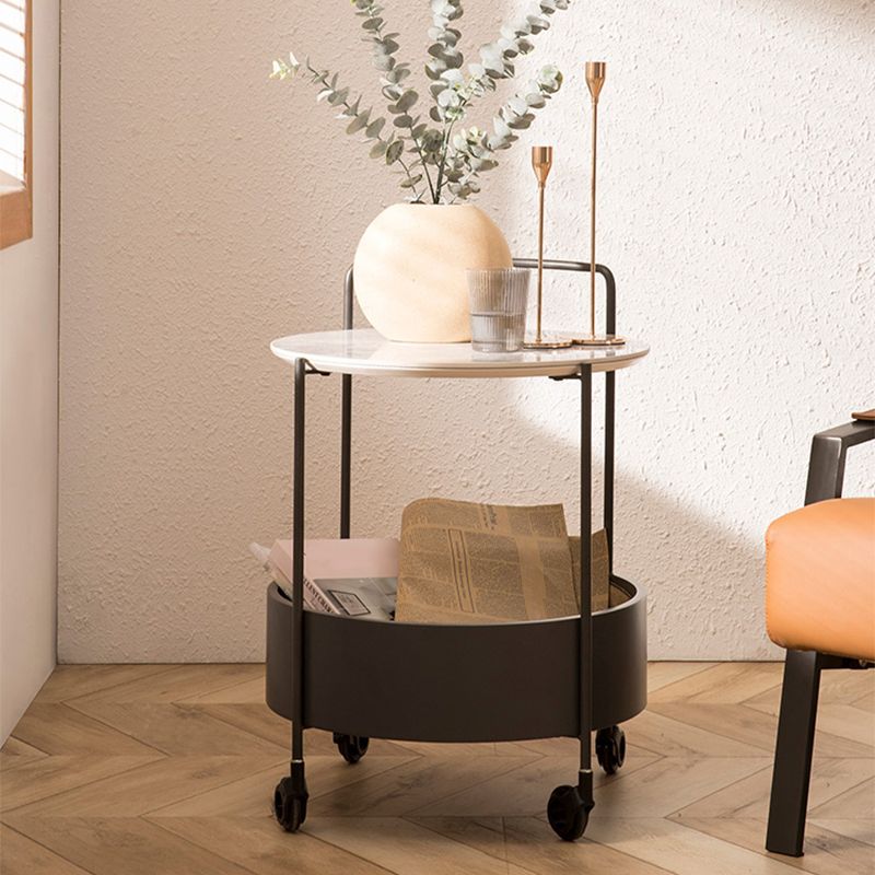 Round Ceramics Top Side Table 24.8" Tall Iron Base End Table with Shelf Clearhalo 'Coffee & Accent Tables' 'End & Side Tables' 'end_side_tables' 'furn' 'furn_end_side_tables' 'Furniture' 'Living Room Furniture' 1200x1200_8f48b166-9ae6-4651-9d85-c854c9aae80a