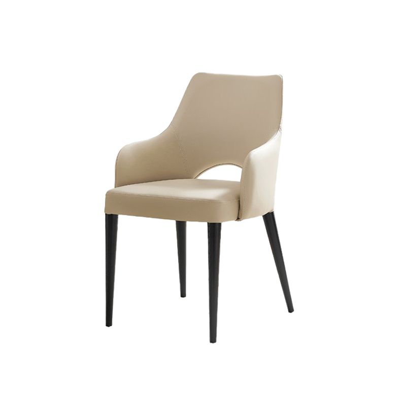 Estilo moderno abierto Silla lateral de comedor de cuero tapizado para el hogar