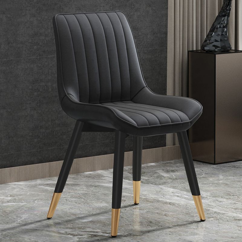 Metal Contemporary Side Chair PU Leather Solid Back Chair Indoor Dining Chairs Clearhalo ' kitchen&dining_furn' 'Dining Chairs' 'Dining Tables & Seating' 'dining_chair' 'Furniture' 'furniture_dining_chair' 'Kitchen & Dining Furniture' 'kitchen' 1200x1200_8f49c428-f3cf-4840-9d5f-5034aa494b9b
