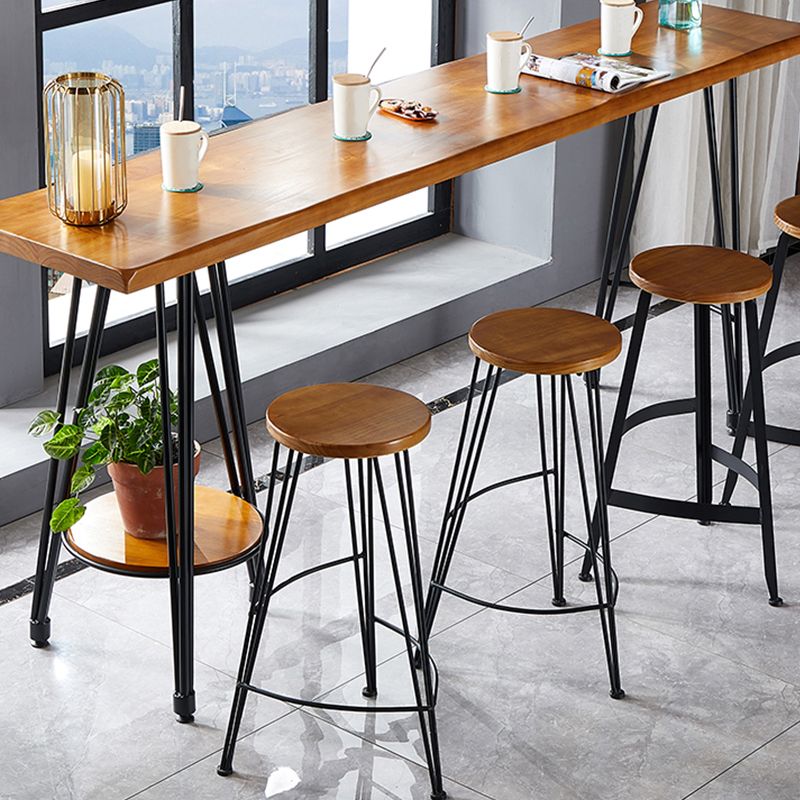 Table de bar de style industriel Table de pub rectangulaire en bois massif en marron