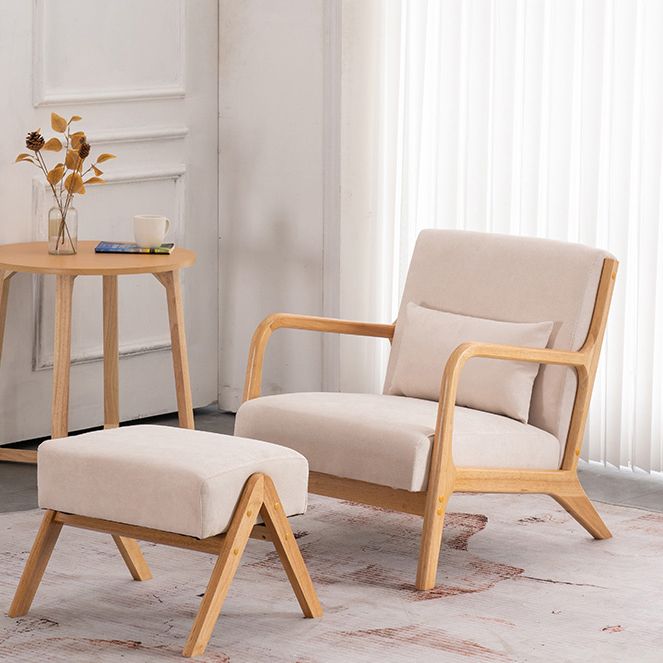 Solid Wood Side Chair Removable Slipcover Lounge Chair for Living Room