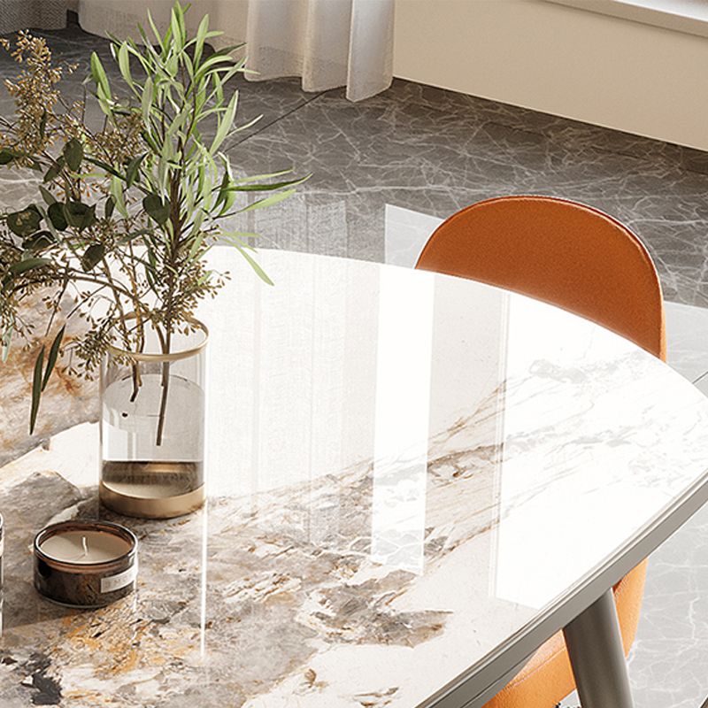 Extendable Sintered Stone Dining Table Round Table with 4 Legs for Home