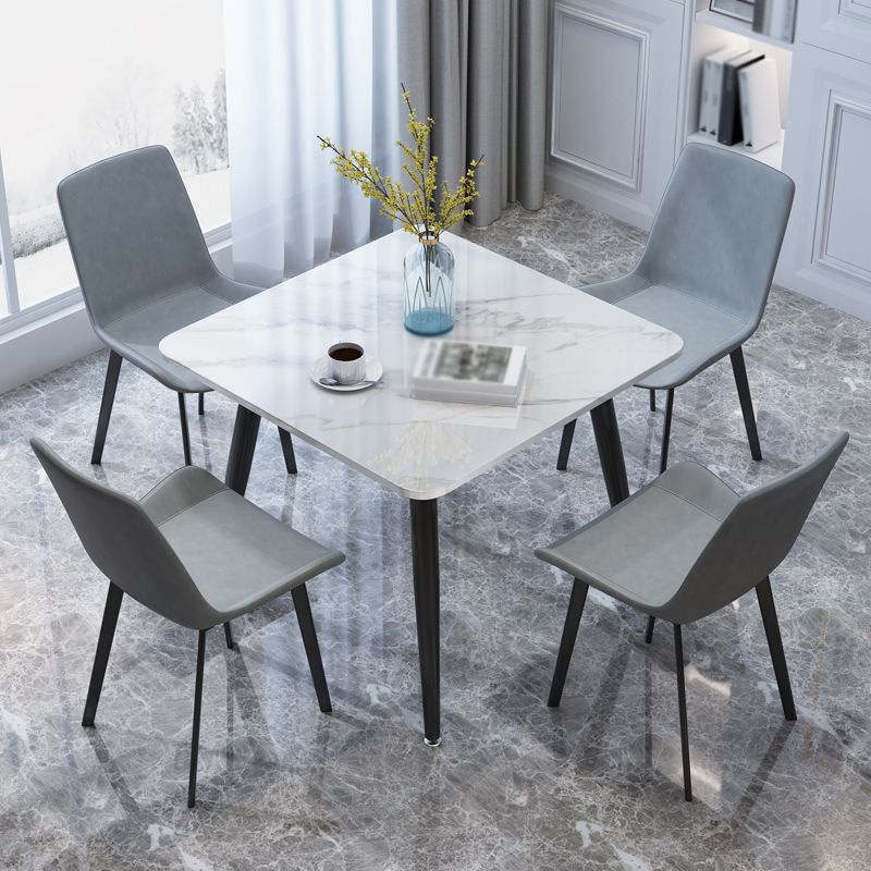 Square Industrial Dining Table White Tone Fixed Table with Sintered Stone Clearhalo ' dining_table' 'Dining Tables & Seating' 'Dining Tables' 'furn' 'furn_dining_table' 'Furniture' 'furniture_dining_table' 'Kitchen & Dining Furniture' 'kitchen&dining_furn' 'kitchen' 'kitchen_dining_table' 1200x1200_8f5156ad-ecc2-4308-8225-63c6a9a5e531