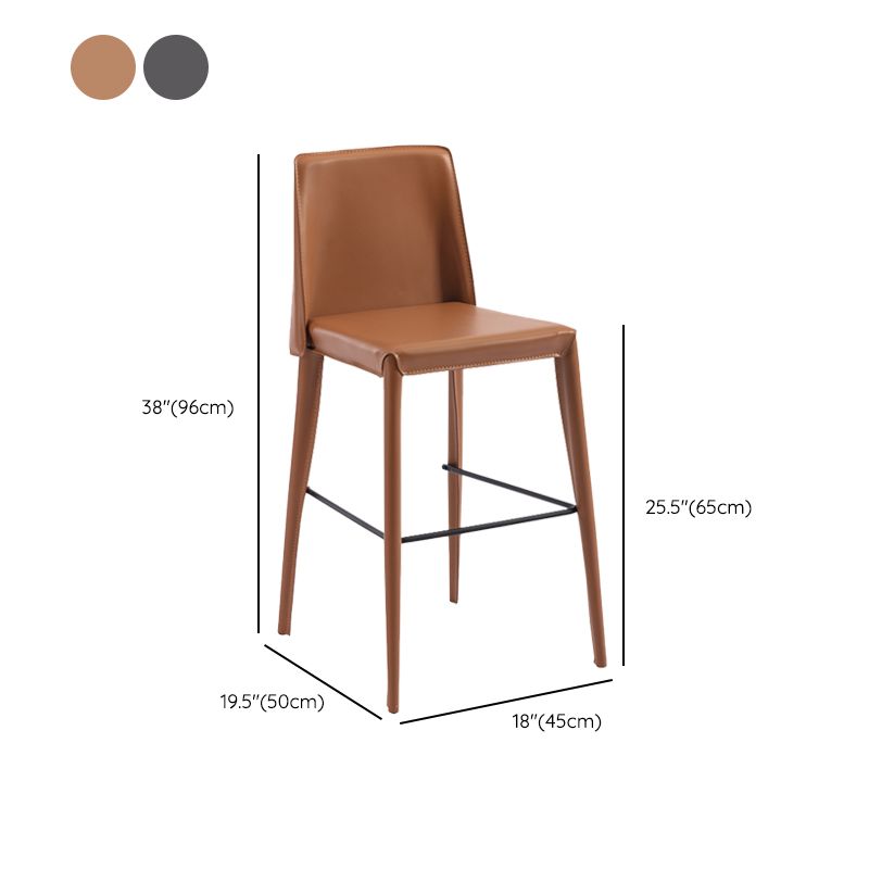 Contemporary Leather Bar Stool Low Back Counter Bar Stool with Metal Legs for Home Clearhalo 'Bar Furniture' 'Bar Stools' 'bar_stools' 'furn' 'furn_bar_stools' 'Furniture' 'Kitchen & Dining Furniture' 1200x1200_8f535e77-c48d-4a44-9c21-38bcc2503403