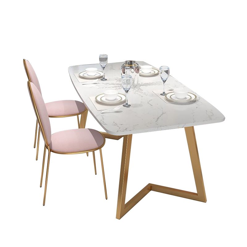 White - Gold Dining Room Dinner Kitchen Table Rectangle Dining Table