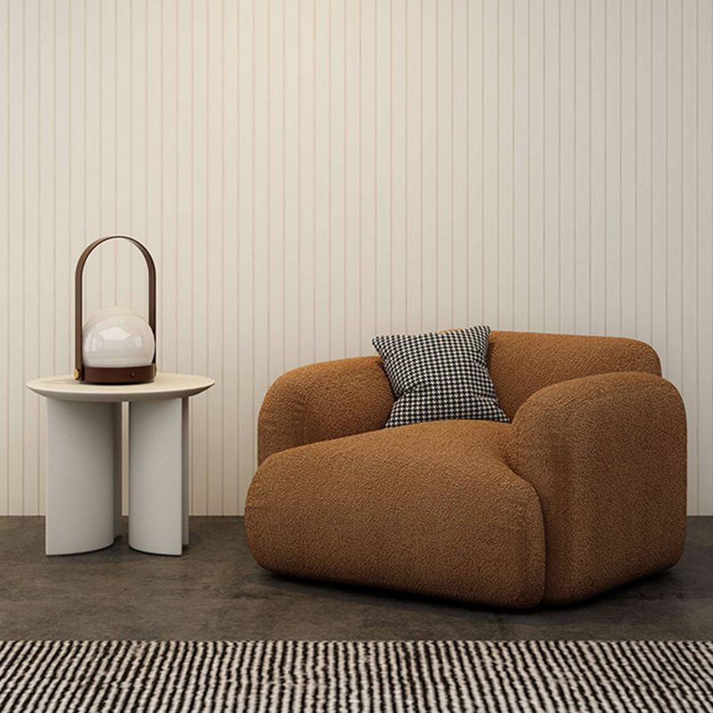 Divano standard contemporaneo di divano a braccio rotondo da 1/3 posti in bianco/marrone