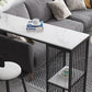 Modern Iron Bar Dining Table White Stone Top Rectangle Indoor Bistro Table with Shelf Clearhalo 'Bar Furniture' 'Bar Tables' 'bar_tables' 'furn' 'furn_bar_tables' 'Furniture' 'furniture_bar_tables' 'Kitchen & Dining Furniture' 1200x1200_8f5464d2-edf9-4827-8bcf-7f083050fc0b