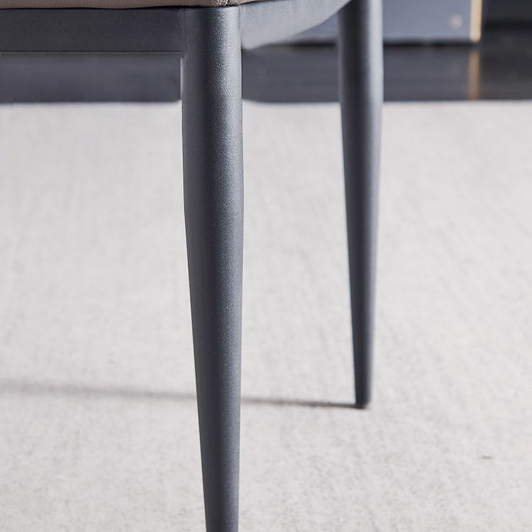 Contemporary Dining Room Chairs Matte Finish Leather Curved Parsons Side Chair