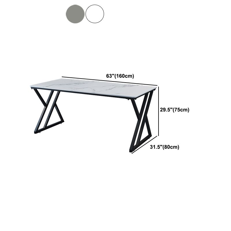 Industrial Stone Writing Desk Sled Rectangular Gaming Desk for Home