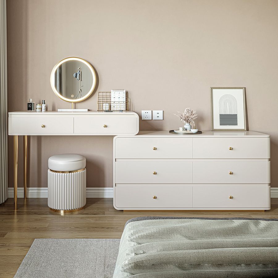 White Solid Wood Makeup Vanity Desk Bedroom Vanity Dressing Table Set Clearhalo 'Bedroom Furniture' 'furn' 'furn_makeup_vanities' 'Furniture' 'Makeup Vanities' 'makeup_vanities' 1200x1200_8f554cf1-3b42-490f-b915-7ed92f64a5b2