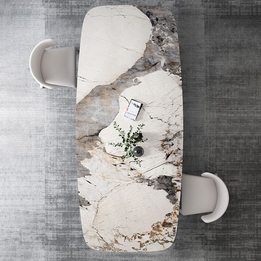 Modern Sintered Stone Table Set of 3/5 with Rectangle Table Dining Set with Black 3 Legs Clearhalo 'Dining Room Sets' 'Dining Tables & Seating' 'dining_room_set' 'furn' 'furn_dining_room_set' 'Furniture' 'furniture_dining_room_set' 'Kitchen & Dining Furniture' 'kitchen&dining_furn' 'kitchen' 1200x1200_8f56c1e8-5073-48a5-a461-0792880013fa