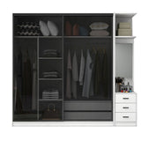 White Wardrobe with Grey Glass Doors Modern Storage Cabinet for Bedroom Clearhalo 'Armoires & Wardrobes' 'armoires_wardrobes' 'Bedroom Furniture' 'furn' 'furn_armoires_wardrobes' 'Furniture' 1200x1200_8f570082-1e90-405b-b3ec-b3b7463eeb90