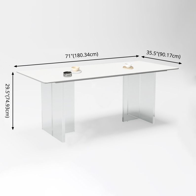 Minimalist Rectangle Shape White Dining Set Sintered Stone Kitchen Dining Set with Double Pedestal Clearhalo 'Dining Room Sets' 'Dining Tables & Seating' 'dining_room_set' 'furn' 'furn_dining_room_set' 'Furniture' 'furniture_dining_room_set' 'Kitchen & Dining Furniture' 'kitchen&dining_furn' 'kitchen' 1200x1200_8f57f70a-069c-486e-af47-a16c14bd7fed