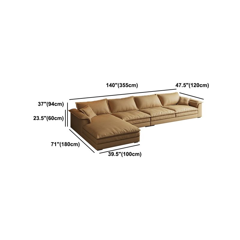 Contemporary Pillow Top Arm Stain-Resistant Furniture Sectionals in Brown