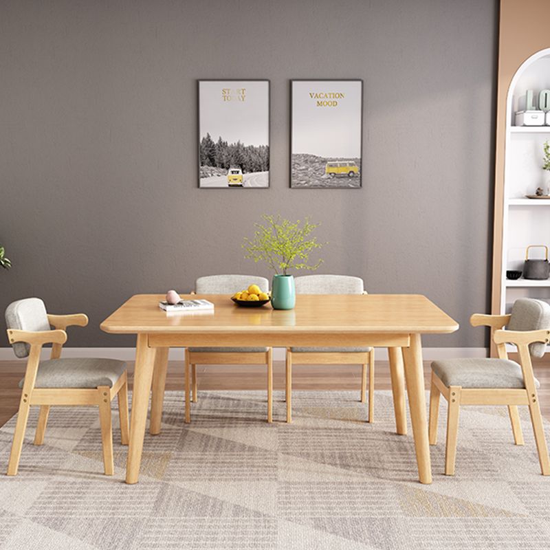 Rubberwood 4 Legs Dining Table Modern Style Rectangle Solid Wood Table for Home Clearhalo ' dining_table' 'Dining Tables & Seating' 'Dining Tables' 'furn' 'furn_dining_table' 'Furniture' 'furniture_dining_table' 'Kitchen & Dining Furniture' 'kitchen&dining_furn' 'kitchen' 'kitchen_dining_table' 1200x1200_8f58f8dd-097c-4ebc-8794-a2c0a75583f8
