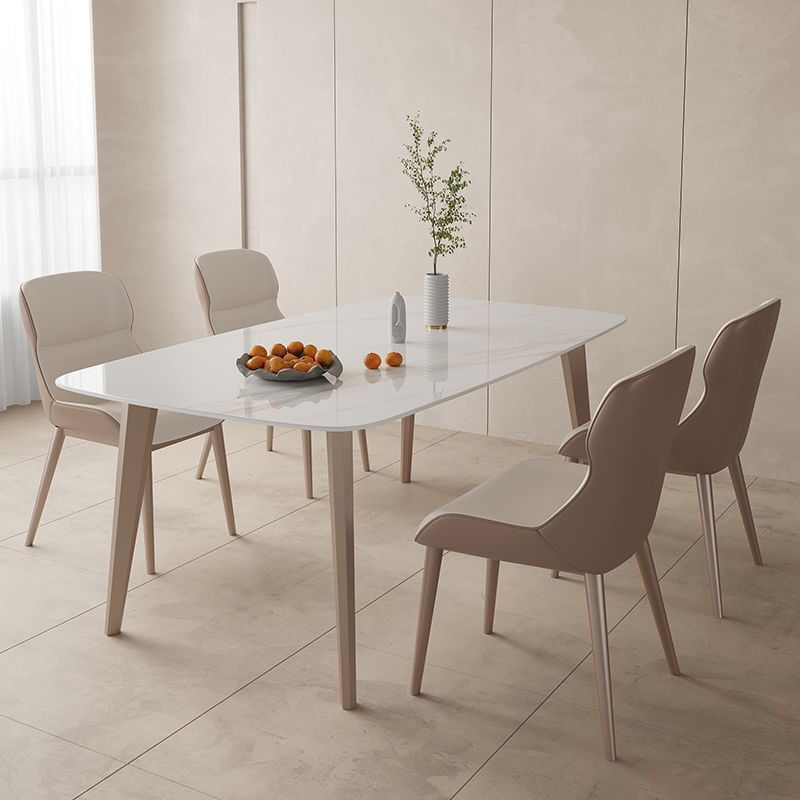 Kitchen Luxury Dinner Table Stone Rectangle 4 Legs Dining Table Clearhalo 'Dining Tables & Seating' 'Dining Tables' 'dining_table' 'furn' 'furn_dining_table' 'Furniture' 'Kitchen & Dining Furniture' 1200x1200_8f58fa03-a1e3-40a1-8f6e-c6d1817558bb