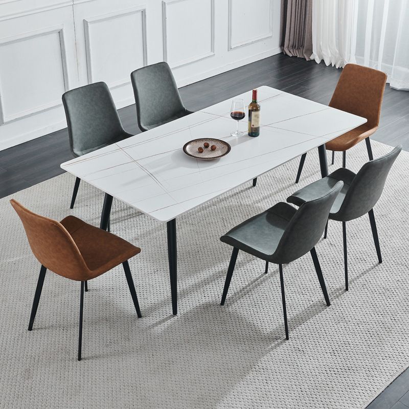 Contemporary Modern Rectangle Stone Table 4 Legs Dinner Room Table Clearhalo ' dining_table' 'Dining Tables & Seating' 'Dining Tables' 'furn' 'furn_dining_table' 'Furniture' 'furniture_dining_table' 'Kitchen & Dining Furniture' 'kitchen&dining_furn' 'kitchen' 'kitchen_dining_table' 1200x1200_8f5ca855-f1ec-4706-ab38-c6a13a316878