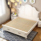 Wood Victorian Bed Frame White Camelback Headboard Panel Bed