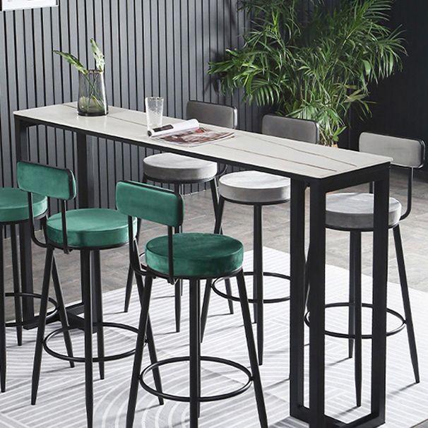 Contemporary Rectangle Bar Dining Table Indoor Bar Table with Black Metal Base Clearhalo 'Bar Furniture' 'Bar Tables' 'bar_tables' 'furn' 'furn_bar_tables' 'Furniture' 'furniture_bar_tables' 'Kitchen & Dining Furniture' 'kitchen&dining_furn' 'kitchen' 1200x1200_8f5dabe2-4f34-45cd-b27f-bf16a00a25ec