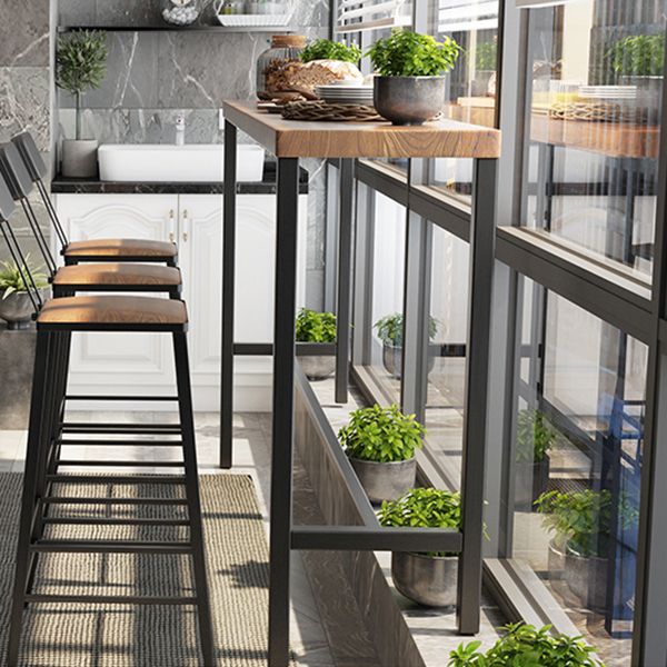 Pine Wood Bar Dining Table Industrial Rectangle Bar Table with Trestle for Balcony Clearhalo 'Bar Furniture' 'Bar Tables' 'bar_tables' 'furn' 'furn_bar_tables' 'Furniture' 'furniture_bar_tables' 'Kitchen & Dining Furniture' 1200x1200_8f5ea9da-0a1a-4d44-9a75-3c2b5d73a241