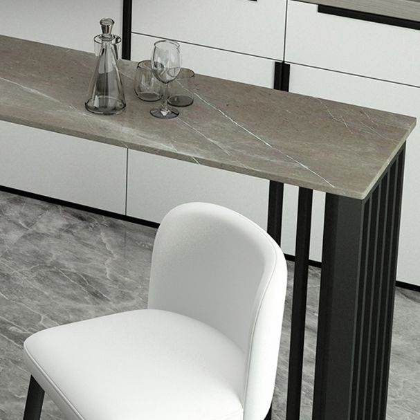 Modern Marble Table with Rectangle Table Top Black Double Pedestal Table - 42" H Clearhalo 'Bar Furniture' 'Bar Tables' 'bar_tables' 'furn' 'furn_bar_tables' 'Furniture' 'furniture_bar_tables' 'Kitchen & Dining Furniture' 1200x1200_8f5ef652-9cb5-4bf1-8aed-6f7a56487160