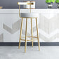 Taburete de bar de hierro con respaldo sin brazos Glam, taburete con cojín y pedal para cocina