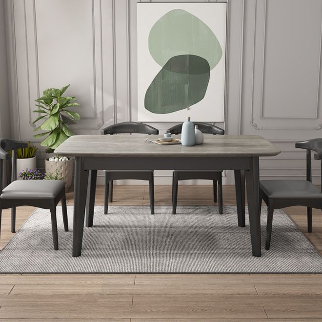 Stone Rectangle Dining Table Mid-Century Modern Dining Table with 4 Legs Clearhalo 'Dining Tables & Seating' 'Dining Tables' 'dining_table' 'furn' 'furn_dining_table' 'Furniture' 'furniture_dining_table' 'Kitchen & Dining Furniture' 'kitchen' 'kitchen_dining_table' 1200x1200_8f605c0a-2716-4324-8b15-02fd98e71e1b