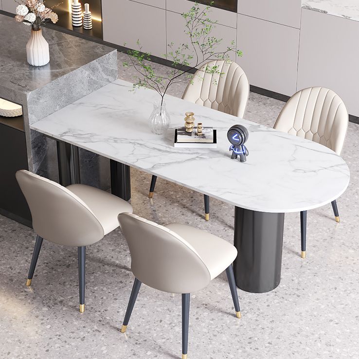 Modern Style Dining Table White Sintered Stone Dining Table with Metal Base for Kitchen Clearhalo 'Dining Tables & Seating' 'Dining Tables' 'dining_table' 'furn' 'furn_dining_table' 'Furniture' 'furniture_dining_table' 'Kitchen & Dining Furniture' 'kitchen' 'kitchen_dining_table' 1200x1200_8f611f76-8101-4530-9010-7bf216ab28ea