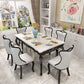 Victorian Style Marble Dining Set with White Table and 4 Black Legs Base for Home Use Clearhalo 'Dining Room Sets' 'Dining Tables & Seating' 'dining_room_set' 'furn' 'furn_dining_room_set' 'Furniture' 'furniture_dining_room_set' 'Kitchen & Dining Furniture' 'kitchen&dining_furn' 'kitchen' 1200x1200_8f621d1e-e624-4a5b-8af0-aea534bd1fef