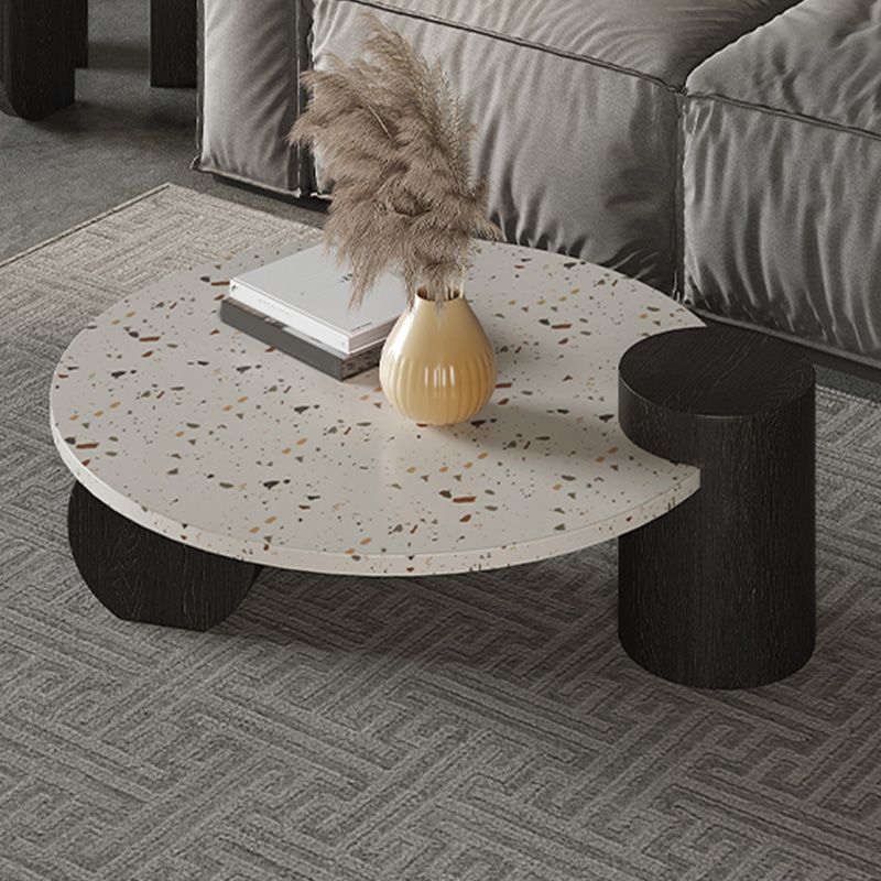 Modern Stone Coffee Table Round Abstract Coffee Cocktail Table