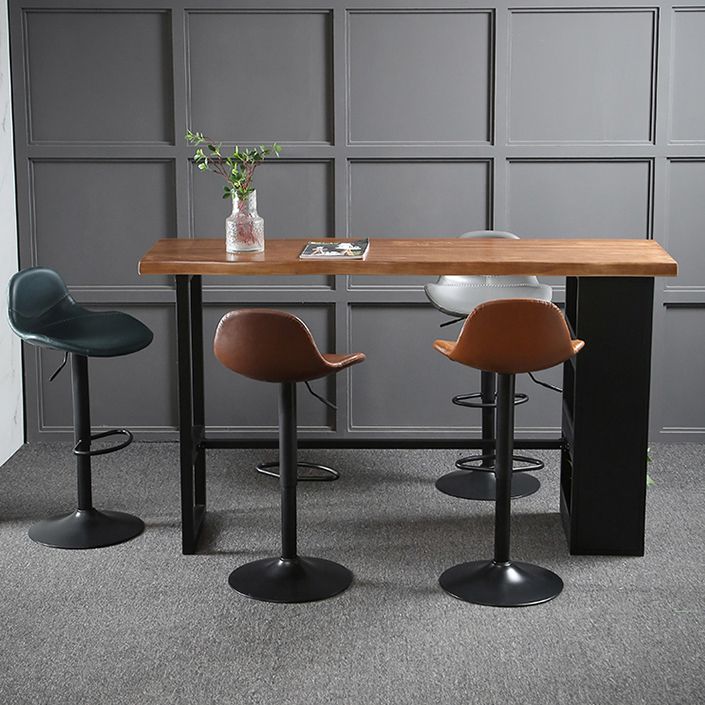 Industrial Wood Pub Table with Rectangle Table Top Trestle Table - 41.3" H Clearhalo 'Bar Furniture' 'Bar Tables' 'bar_tables' 'furn' 'furn_bar_tables' 'Furniture' 'furniture_bar_tables' 'Kitchen & Dining Furniture' 1200x1200_8f643920-f4e7-428f-a0b5-7ab7070f9777