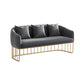 Contemporary Blue/Gray Sofa with Tuxedo Arm and Pillows for Apartment
