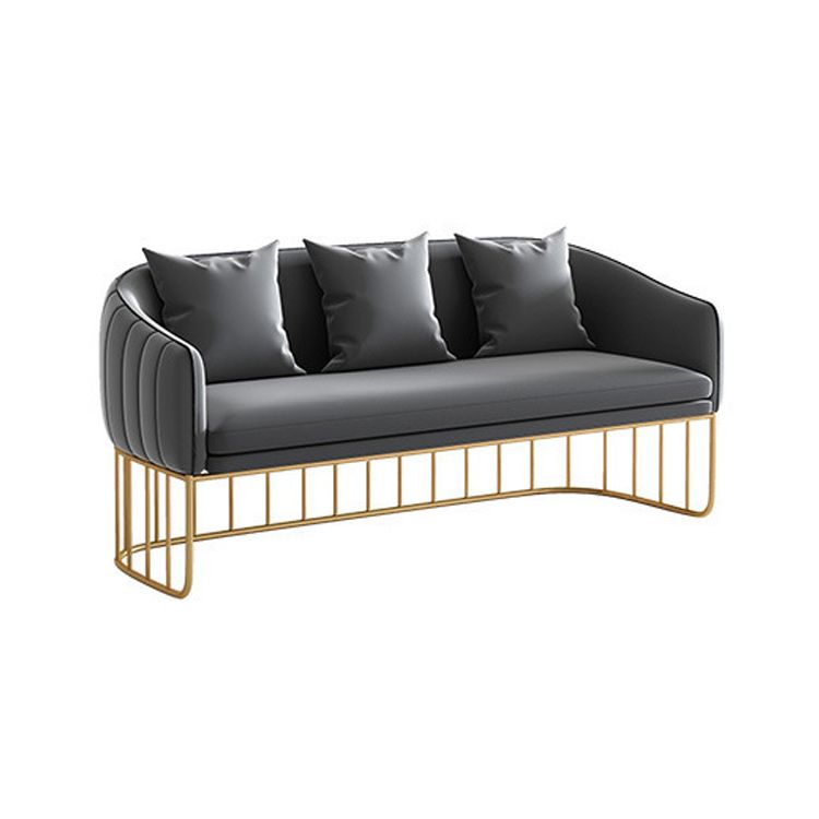 Contemporary Blue/Gray Sofa with Tuxedo Arm and Pillows for Apartment