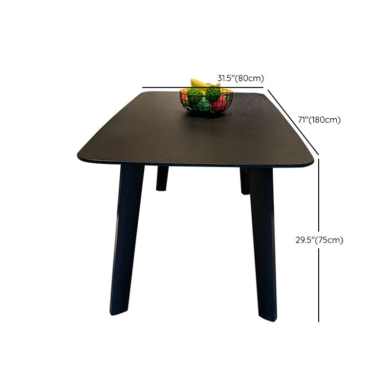 Table à manger moderne pour cuisine Table de dinette noire avec pieds en bois