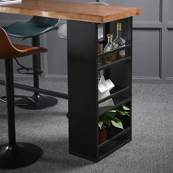 Industrial Wood Pub Table with Rectangle Table Top Trestle Table - 41.3" H Clearhalo 'Bar Furniture' 'Bar Tables' 'bar_tables' 'furn' 'furn_bar_tables' 'Furniture' 'furniture_bar_tables' 'Kitchen & Dining Furniture' 1200x1200_8f680eb2-5ac3-4fae-bf9c-abacb397f84b
