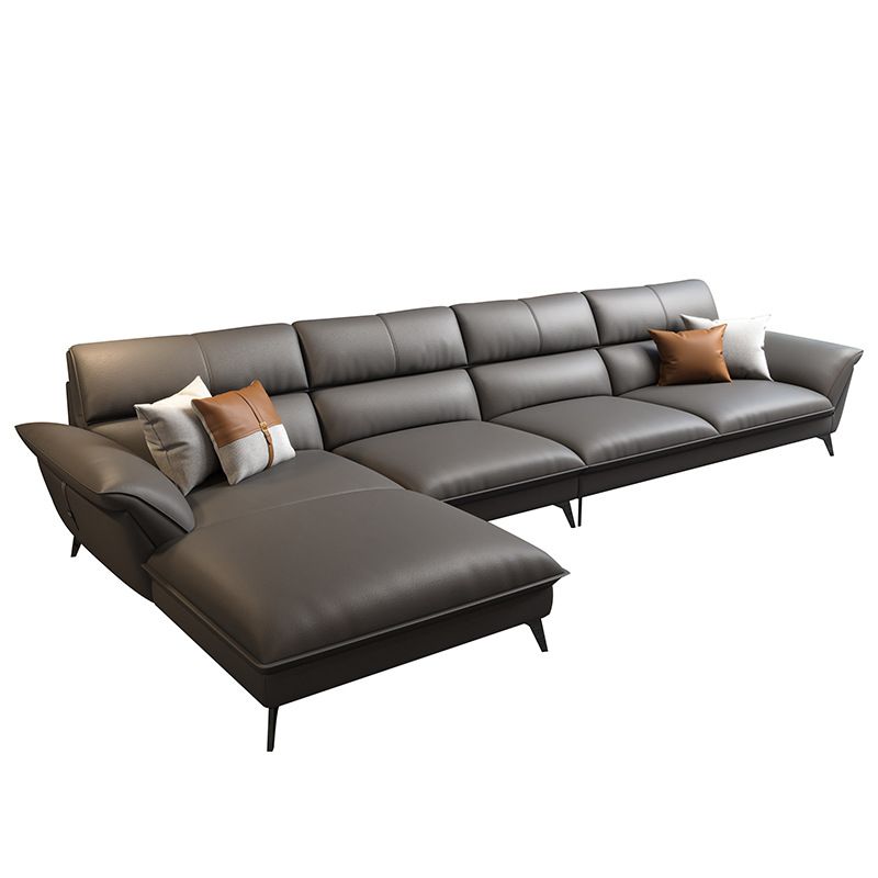Glam Stationaire woonkamer Wandelde armkussens Faux Lederen Sofa Chaise