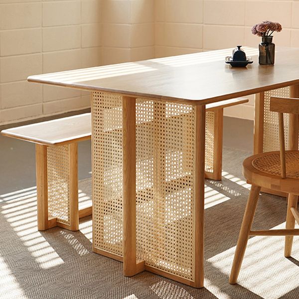 Rectangle Wooden Table Modern Red Oak Table in Nature with Double Pedestal Clearhalo ' dining_table' 'Dining Tables & Seating' 'Dining Tables' 'furn' 'furn_dining_table' 'Furniture' 'furniture_dining_table' 'Kitchen & Dining Furniture' 'kitchen&dining_furn' 'kitchen' 'kitchen_dining_table' 1200x1200_8f6ba7d6-8ffd-403a-b562-881ea6c31a60