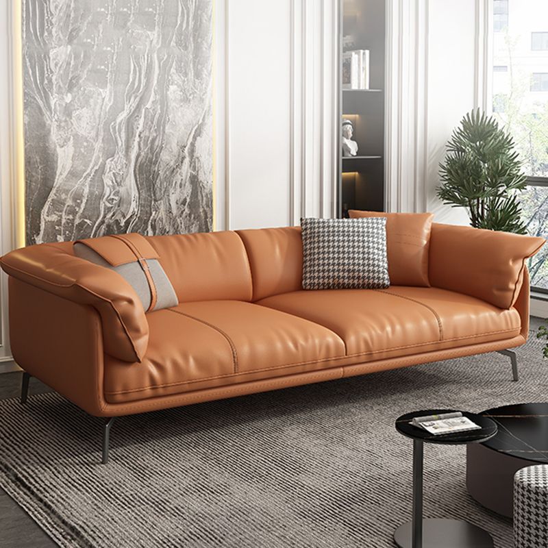 Stationary Stain Resistant Genuine Leather Living Room Pillow Top Arm Sofa Clearhalo 'furn' 'furn_sofas' 'Furniture' 'Living Room Furniture' 'Sofa' 'sofas' 1200x1200_8f6cbf7e-cf4c-4b77-bed2-85d23364e069