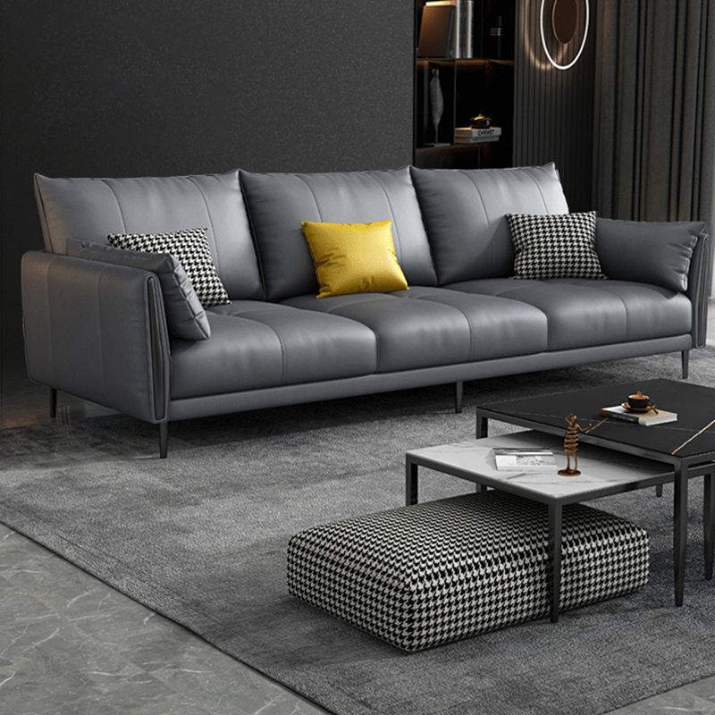 36" High Modern Faux Leather Square Arm Standard Sofa with Bolster Pillows for Living Room Clearhalo 'furn' 'furn_sofas' 'Furniture' 'furniture_sofas' 'Living Room Furniture' 'Sofa' 'sofas' 1200x1200_8f6cfa2b-f1c0-46f3-b313-3606fc136cab