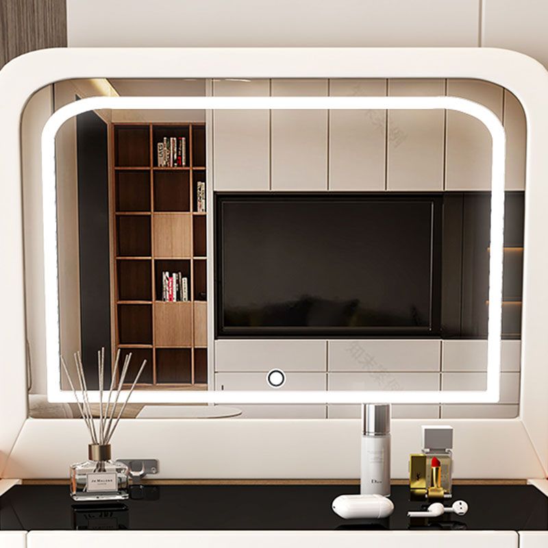 Vanity per il trucco per la camera da letto per trucco per trucco in vetro contemporaneo con specchio illuminato
